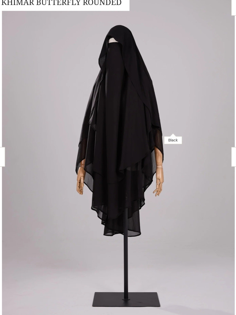 Ayada Black Layered Butterfly Khimar Hijab